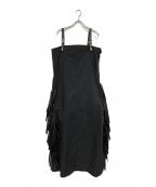 TOGA PULLAトーガ プルラ）の古着「TWILL FRINGE DRESS」｜ブラック