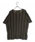 YOHJI YAMAMOTO (ヨウジヤマモト) ストライプメッシュカットソー グリーン×ネイビー サイズ:SIZE 3：8000円