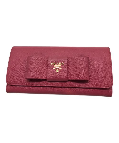 PRADA（プラダ）PRADA (プラダ) サフィアーノリボン長財布 ピンクの古着・服飾アイテム