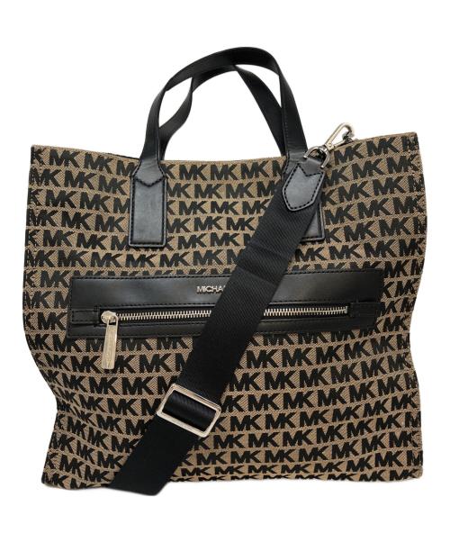 MICHAEL KORS（マイケルコース）MICHAEL KORS (マイケルコース) MKシグネチャージャガード2WAYバッグ ベージュの古着・服飾アイテム