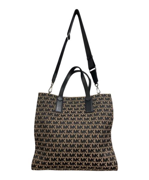 MICHAEL KORS（マイケルコース）MICHAEL KORS (マイケルコース) MKシグネチャージャガード2WAYバッグ ベージュの古着・服飾アイテム
