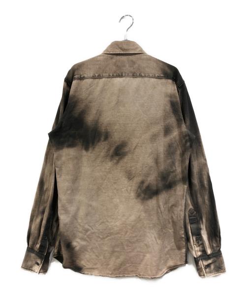 Y's（ワイズ）Y's (ワイズ) 色ムラ加工花柄プリント長袖 ボタンシャツ ブラウン サイズ:SIZE 3の古着・服飾アイテム
