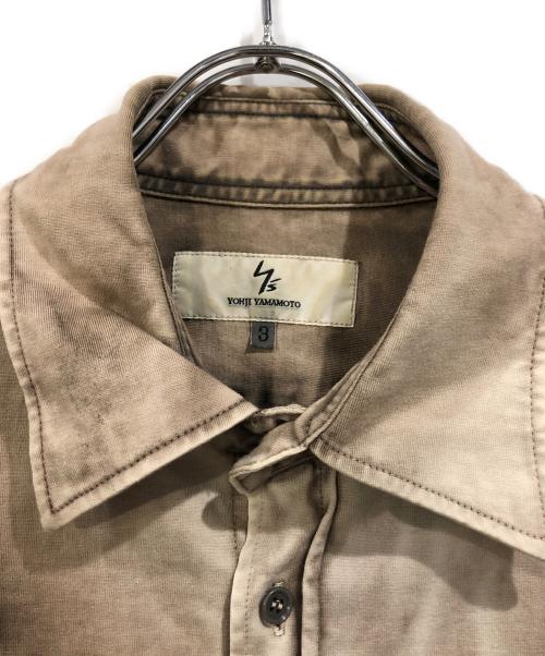 Y's（ワイズ）Y's (ワイズ) 色ムラ加工花柄プリント長袖 ボタンシャツ ブラウン サイズ:SIZE 3の古着・服飾アイテム