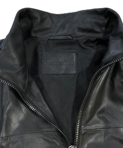 EMPORIO ARMANI（エンポリオ アルマーニ）EMPORIO ARMANI (エンポリオ アルマーニ) シープレザーライダースジャケット ブラック サイズ:SIZE 56の古着・服飾アイテム