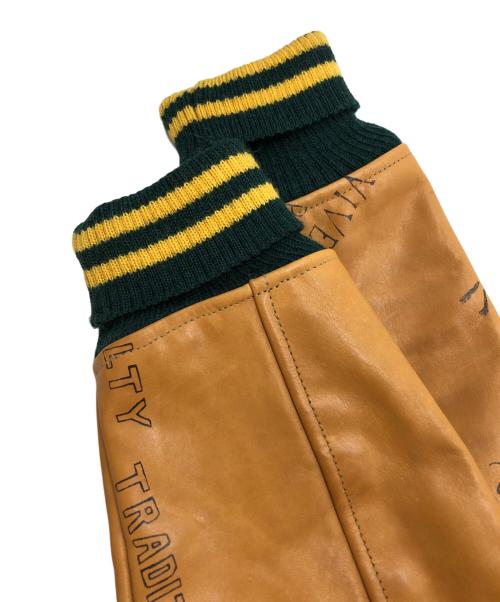 POLO RALPH LAUREN（ポロ・ラルフローレン）POLO RALPH LAUREN (ポロ・ラルフローレン) 50周年記念タイガー刺繍レザースリーブバーシティ ジャケット グリーン×ブラウン サイズ:SIZE Lの古着・服飾アイテム