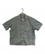 COMME des GARCONS HOMMEコムデギャルソン オム）の古着「幾何学柄開襟半袖シャツ」｜グリーン×パープル