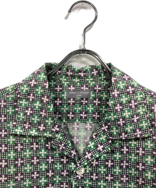 COMME des GARCONS HOMME（コムデギャルソン オム）COMME des GARCONS HOMME (コムデギャルソン オム) 幾何学柄開襟半袖シャツ グリーン×パープル サイズ:不明の古着・服飾アイテム