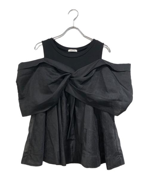 FRAY ID（フレイ アイディー）FRAY ID (フレイ アイディー) フレイアイディー カットコンビペプラムトップス ブラック サイズ:SIZE Freeの古着・服飾アイテム