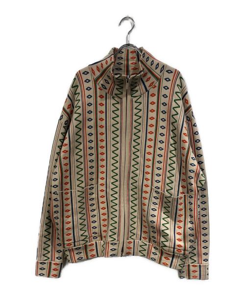 AMBERGLEAM（アンバーグリーム）AMBERGLEAM (アンバーグリーム) acquard Knit Drivers Jacket ベージュ サイズ:SIZE Mの古着・服飾アイテム