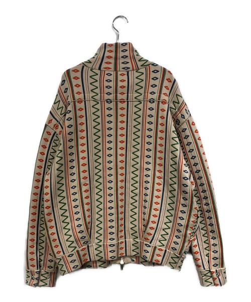AMBERGLEAM（アンバーグリーム）AMBERGLEAM (アンバーグリーム) acquard Knit Drivers Jacket ベージュ サイズ:SIZE Mの古着・服飾アイテム