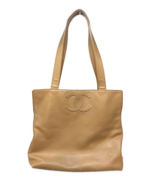 CHANEL（シャネル）CHANEL (シャネル) ココマーク/ラムスキントートバッグ ベージュの古着・服飾アイテム