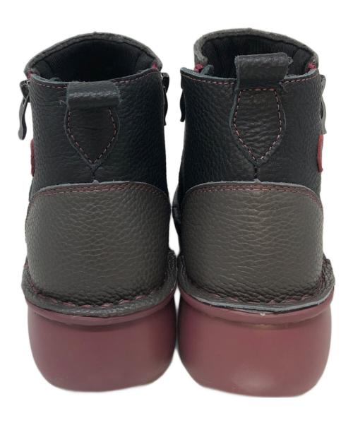 estacion（エスタシオン）ESTACION (エスタシオン) レザーパッチワークジップショートブーツ ブラック サイズ:SIZE Mの古着・服飾アイテム