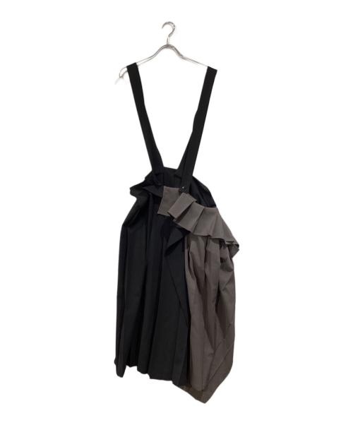 yohji yamamoto+noir（ヨウジヤマモトプリュスノアール）yohji yamamoto+Noir (ヨウジヤマモトプリュスノアール) アシメプリーツスカートサロペット グレー×ブラック サイズ:SIZE 2の古着・服飾アイテム