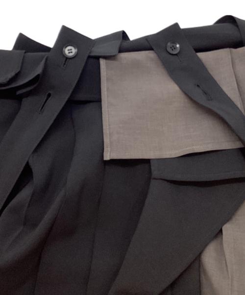 yohji yamamoto+noir（ヨウジヤマモトプリュスノアール）yohji yamamoto+Noir (ヨウジヤマモトプリュスノアール) アシメプリーツスカートサロペット グレー×ブラック サイズ:SIZE 2の古着・服飾アイテム