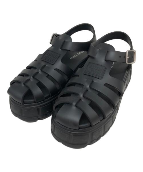 MIU MIU（ミュウミュウ）MIU MIU (ミュウミュウ) ラバーフィッシャーマンサンダル ブラック サイズ:SIZE 39の古着・服飾アイテム