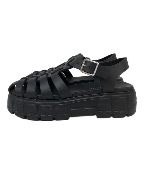 MIU MIU（ミュウミュウ）MIU MIU (ミュウミュウ) ラバーフィッシャーマンサンダル ブラック サイズ:SIZE 39の古着・服飾アイテム