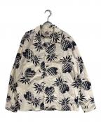Duke Kahanamoku×Sun Surfデュークカハナモク×サンサーフ）の古着「長袖コットンハワイアンシャツ」｜ネイビー×アイボリー