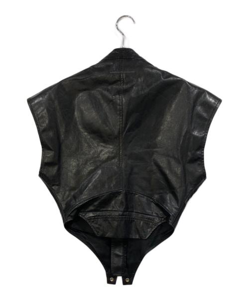 MM6 Maison Margiela（エムエムシックスメゾンマルジェラ）MM6 Maison Margiela (エムエムシックスメゾンマルジェラ) Short Sleeve Leather Jacket ブラック サイズ:SIZE 36の古着・服飾アイテム