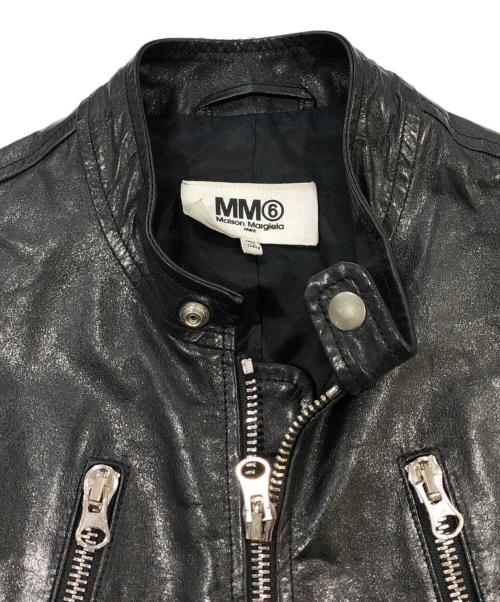 MM6 Maison Margiela（エムエムシックスメゾンマルジェラ）MM6 Maison Margiela (エムエムシックスメゾンマルジェラ) Short Sleeve Leather Jacket ブラック サイズ:SIZE 36の古着・服飾アイテム
