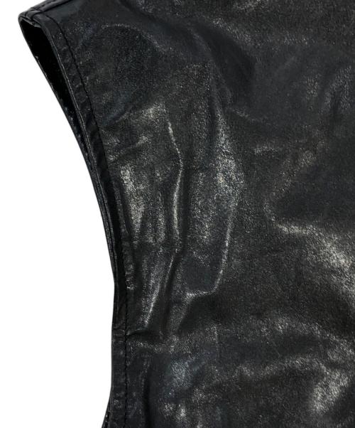 MM6 Maison Margiela（エムエムシックスメゾンマルジェラ）MM6 Maison Margiela (エムエムシックスメゾンマルジェラ) Short Sleeve Leather Jacket ブラック サイズ:SIZE 36の古着・服飾アイテム