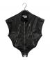 MM6 Maison Margiela（エムエムシックスメゾンマルジェラ）の古着「Short Sleeve Leather Jacket」｜ブラック
