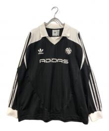 adidas（アディダス）の古着「ADILENIUM Loose Fit Retro V-Neck Soccer Jersey」｜ブラック×ホワイト