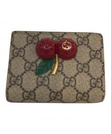 GUCCI（グッチ）の古着「GGスプリームチェリーウォレット」｜グレー×レッド