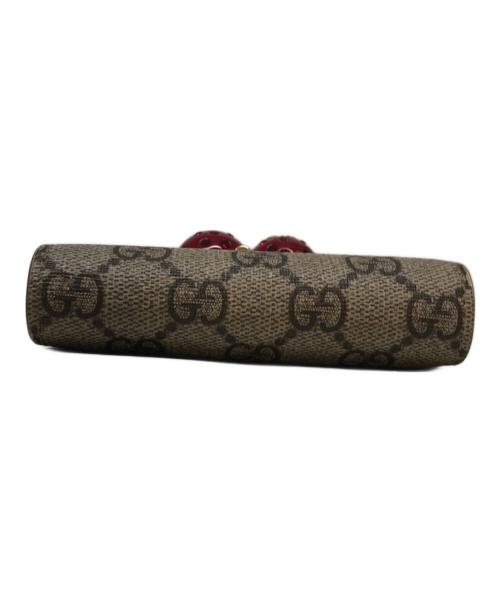 GUCCI（グッチ）GUCCI (グッチ) GGスプリームチェリーウォレット グレー×レッドの古着・服飾アイテム
