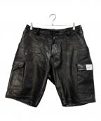 NEIGHBORHOODネイバーフッド）の古着「LEATHER CARGO SHORT PANTS」｜ブラック