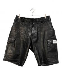 NEIGHBORHOOD（ネイバーフッド）の古着「LEATHER CARGO SHORT PANTS」｜ブラック