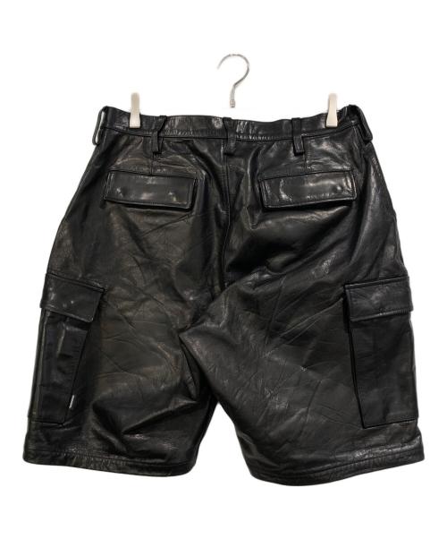 NEIGHBORHOOD（ネイバーフッド）NEIGHBORHOOD (ネイバーフッド) LEATHER CARGO SHORT PANTS ブラック サイズ:SIZE Lの古着・服飾アイテム