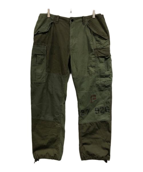 POLO RALPH LAUREN（ポロ・ラルフローレン）POLO RALPH LAUREN (ポロ・ラルフローレン) ダメージパッチワーク ミリタリーカーゴパンツ グリーン サイズ:SIZE36の古着・服飾アイテム