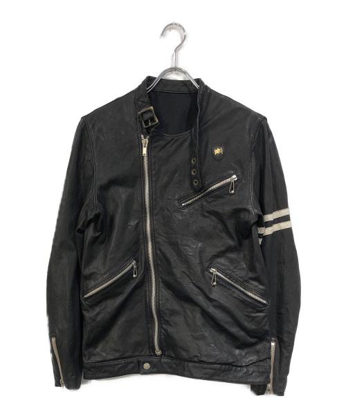 Hysteric Glamour（ヒステリックグラマー）Hysteric Glamour (ヒステリックグラマー) バックルデザイン ダブルライダース レザージャケット ブラック サイズ:SIZE Mの古着・服飾アイテム