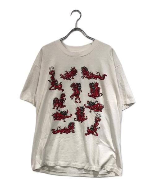 Hanes（ヘインズ）Hanes (ヘインズ) 四十八手(レッドデビル)プリントTシャツ ホワイト サイズ:SIZE Lの古着・服飾アイテム
