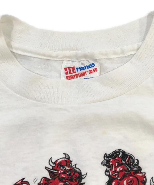 Hanes（ヘインズ）Hanes (ヘインズ) 四十八手(レッドデビル)プリントTシャツ ホワイト サイズ:SIZE Lの古着・服飾アイテム