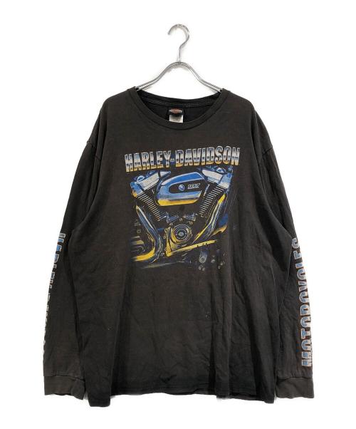 HARLEY-DAVIDSON（ハーレーダビッドソン）HARLEY-DAVIDSON (ハーレーダビッドソン) 3DエンジンプリントロングスリーブTシャツ ブラック サイズ:SIZE 2XLの古着・服飾アイテム
