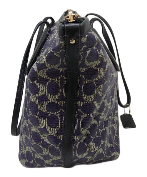 COACH（コーチ）COACH (コーチ) ポーチ付きトートバッグ パープル×カーキの古着・服飾アイテム