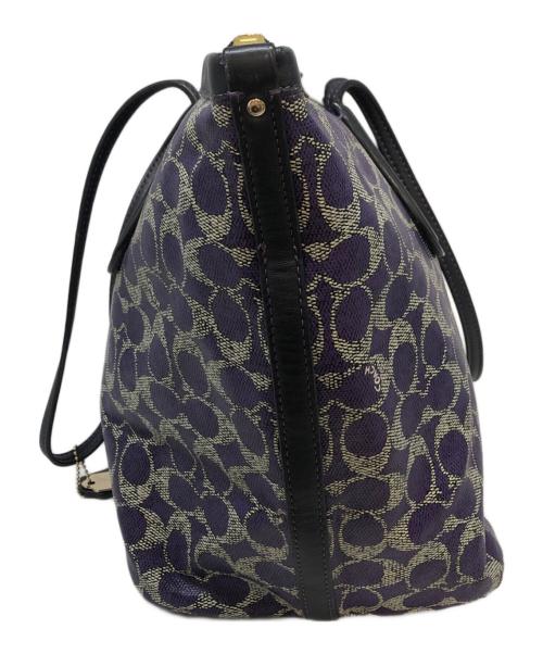COACH（コーチ）COACH (コーチ) ポーチ付きトートバッグ パープル×カーキの古着・服飾アイテム