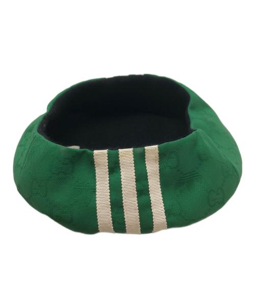 GUCCI（グッチ）GUCCI (グッチ) adidas (アディダス) スリーストライプGG柄ベレー帽 グリーン サイズ:SIZE Sの古着・服飾アイテム