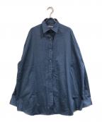 JOHN LAWRENCE SULLIVANジョン ローレンス サリバン）の古着「COTTON SATIN OVERSIZED BELTED SHIRT」｜ブルー
