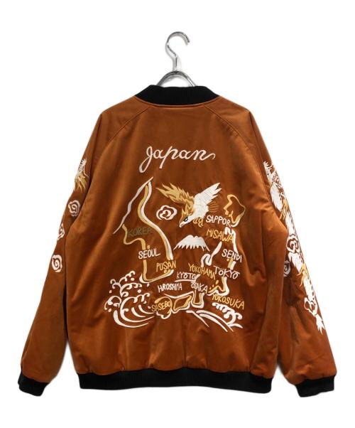HOUSTON（ヒューストン）HOUSTON (ヒューストン) VELVETEEN SOUVENIR JACKET (MAP) / 別珍スーベニアジャケット オレンジ サイズ:SIZE XXLの古着・服飾アイテム