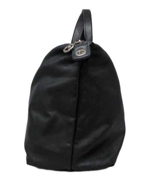 LONGCHAMP（ロンシャン）LONGCHAMP (ロンシャン) レザーハンドバッグ ブラックの古着・服飾アイテム