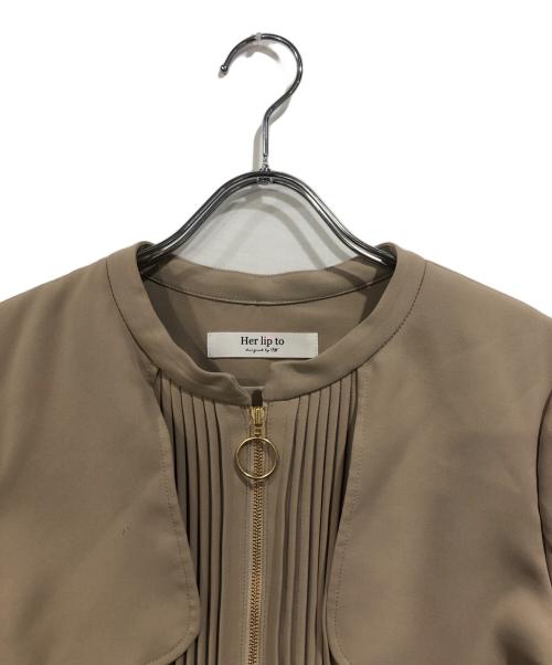 HER LIP TO（ハーリップトゥ）HER LIP TO (ハーリップトゥ) Nora Front Zip Dress ベージュ サイズ:SIZE Mの古着・服飾アイテム