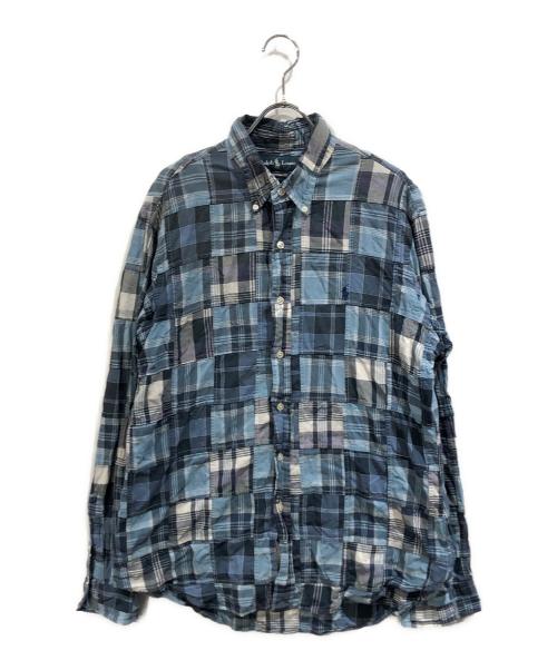 RALPH LAUREN（ラルフローレン）RALPH LAUREN (ラルフローレン) パッチワークシャツ ブルー サイズ:SIZE Lの古着・服飾アイテム
