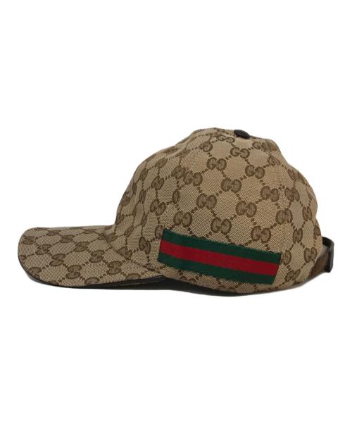 GUCCI（グッチ）GUCCI (グッチ) GGキャンバスベースボールキャップ ベージュ×ブラウン サイズ:SIZE Freeの古着・服飾アイテム