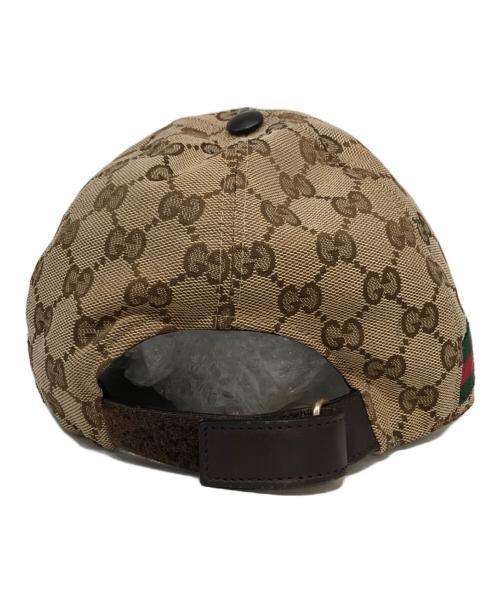 GUCCI（グッチ）GUCCI (グッチ) GGキャンバスベースボールキャップ ベージュ×ブラウン サイズ:SIZE Freeの古着・服飾アイテム