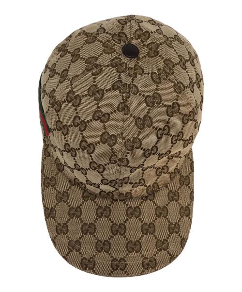 GUCCI（グッチ）GUCCI (グッチ) GGキャンバスベースボールキャップ ベージュ×ブラウン サイズ:SIZE Freeの古着・服飾アイテム