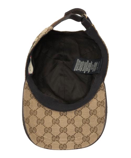 GUCCI（グッチ）GUCCI (グッチ) GGキャンバスベースボールキャップ ベージュ×ブラウン サイズ:SIZE Freeの古着・服飾アイテム