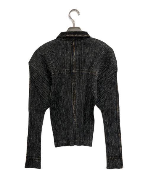 PLEATS PLEASE（プリーツプリーズ）PLEATS PLEASE (プリーツプリーズ) デニム 転写プリントシャツ ブラック サイズ:SIZE 3の古着・服飾アイテム