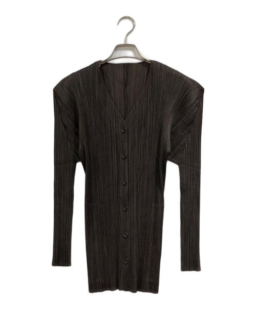 PLEATS PLEASE（プリーツプリーズ）PLEATS PLEASE (プリーツプリーズ) プリーツカーディガン ブラウン サイズ:SIZE 3の古着・服飾アイテム